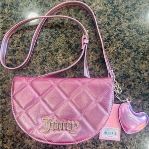 Juicy Couture Pink Quilted metallic saddle Women's Bag NEW WITH TAGS